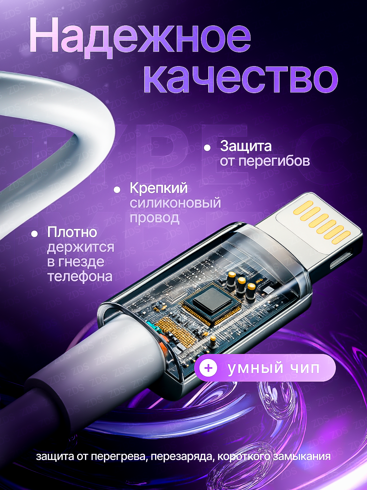 Быстрая зарядка 25W для iPhone и Android с 2 кабелями
