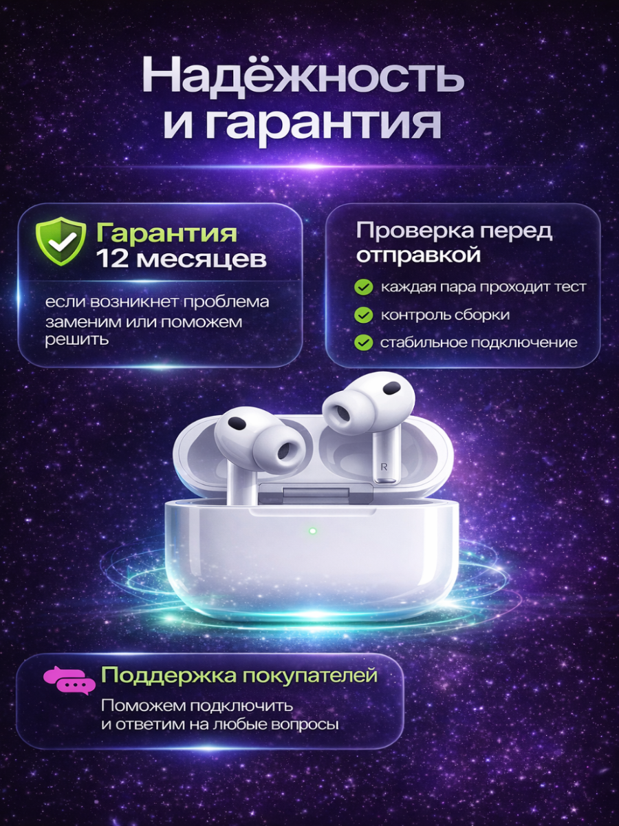 Наушники беспроводные AirPro 3 Bluetooth для iPhone Android